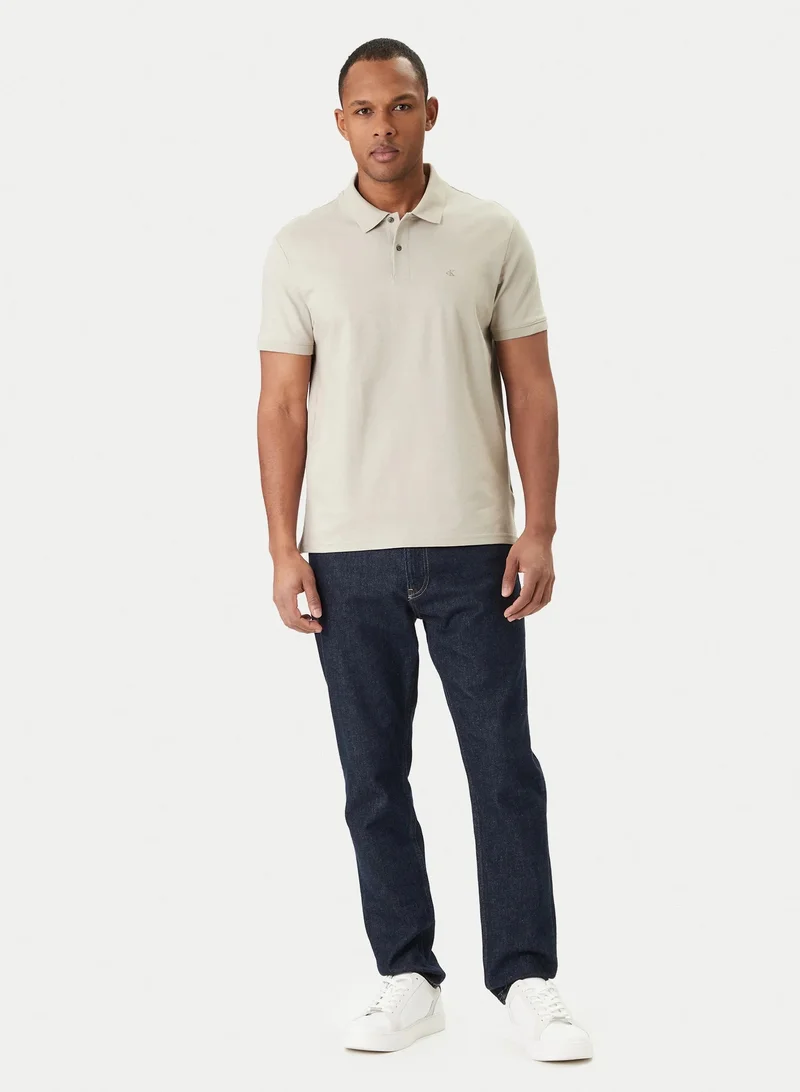 Calvin Klein Ancient Marble Slim Fit Pique Polo Shirt for Men | Best Price UAE
