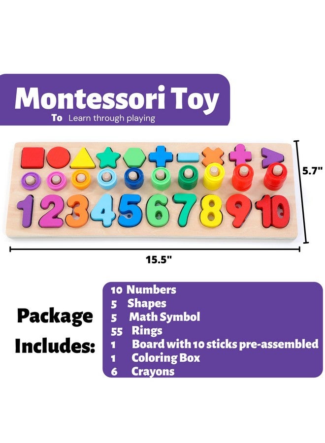 BEKILOLE Wooden Montessori Toys For Kids Toddler Number Puzzles Sorter Counting Shape Stacker Stacking Game Preschool Toys For Boy Girl Learning Education Math Blocks 1 Year Old Girl Gifts And Beyond - Image 3
