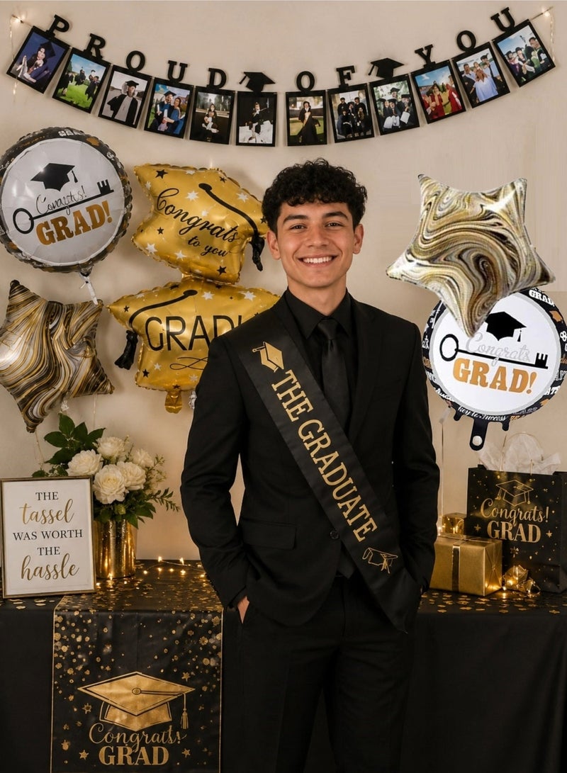 Mcolour Balloon We Are Proud Of You Paper Banners With Congrats Grad Foil Balloons Table Runner And Sash - Image 1