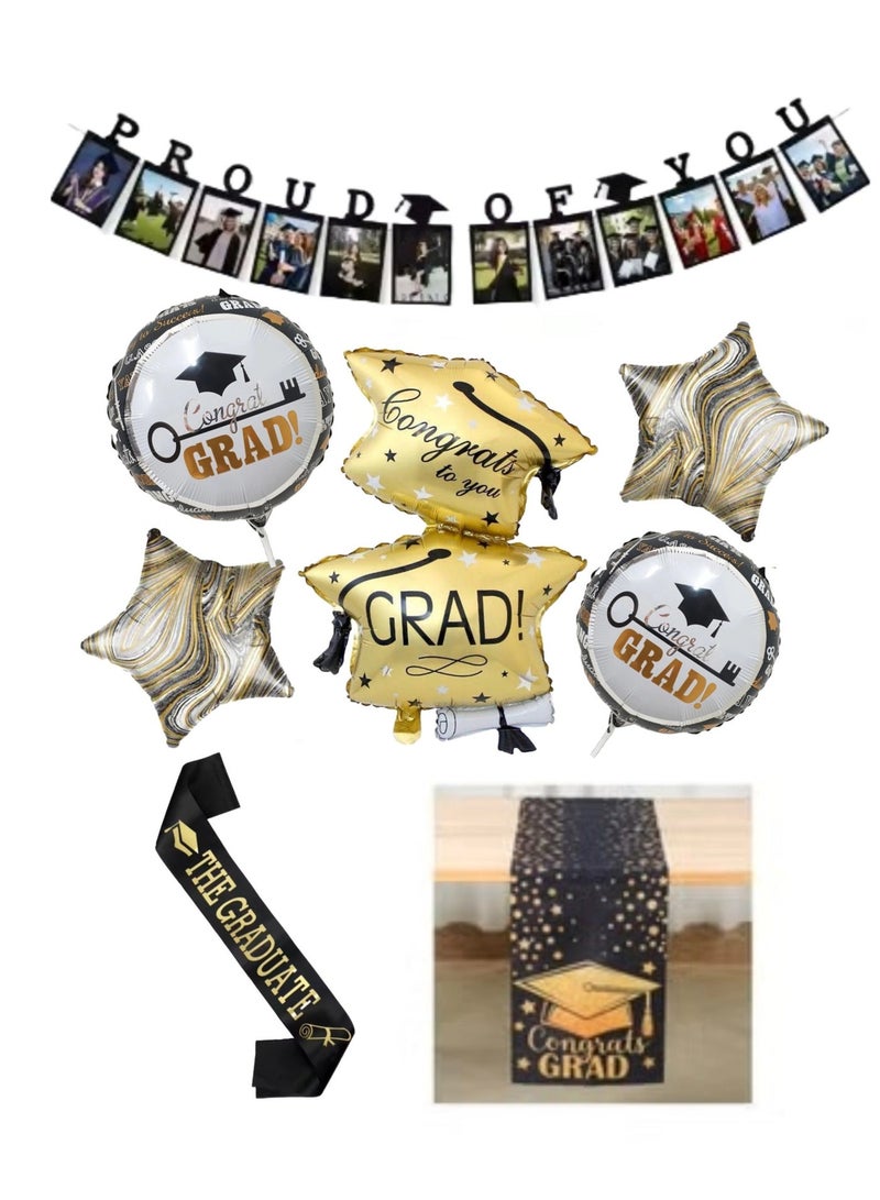 Mcolour Balloon We Are Proud Of You Paper Banners With Congrats Grad Foil Balloons Table Runner And Sash - Image 2