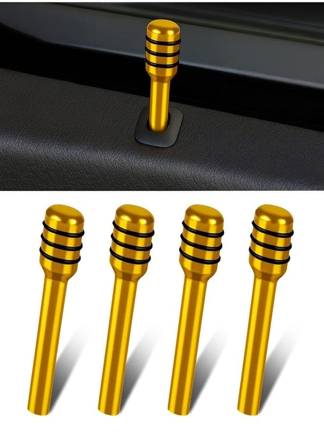 AUTO MT Yellow 4pc. Car Door Lock Pin. knob car Interior Accessories Universal Car Door Lock Knob Pull Set. Aluminium Alloy Scratch Protection. - Image 1