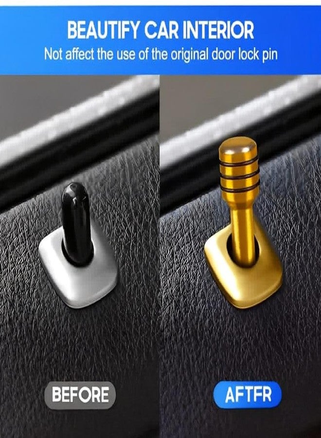 AUTO MT Yellow 4pc. Car Door Lock Pin. knob car Interior Accessories Universal Car Door Lock Knob Pull Set. Aluminium Alloy Scratch Protection. - Image 3