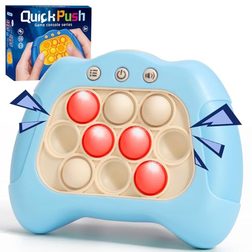 AOTIBO Fast Push Machine Light Up Fidget Toys for Kids Adults Handheld Game for Kids 312 Quick Push Bubble Stress Toy Sensory Toys Travel Games Xmas Birthday Gifts for Boys Girls Blue - Image 1
