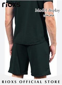 RIOXS Men's 2 Piece Tracksuit Casual Loose Short Sleeve Tops And Shorts Set Fitness Sport Set For Running Jogging  - Image 3