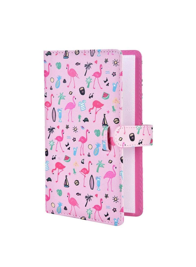 CMGTYYD Mini Photo Album, 96 Pockets PU Leather Flamingo Pattern Photo Album, Mini Photo Book for Fujifilm Instax Mini 9 8 7s 70 25 50s 90 Films Photo Camera Paper for Credit Card - Image 1