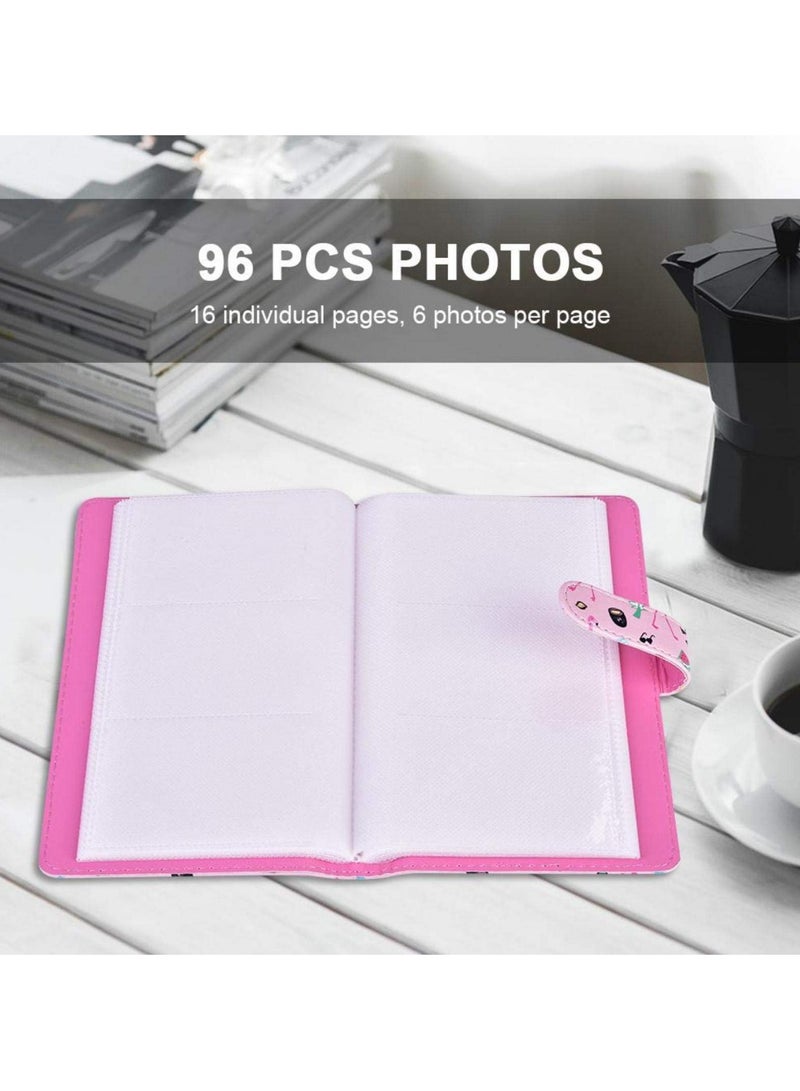 CMGTYYD Mini Photo Album, 96 Pockets PU Leather Flamingo Pattern Photo Album, Mini Photo Book for Fujifilm Instax Mini 9 8 7s 70 25 50s 90 Films Photo Camera Paper for Credit Card - Image 2