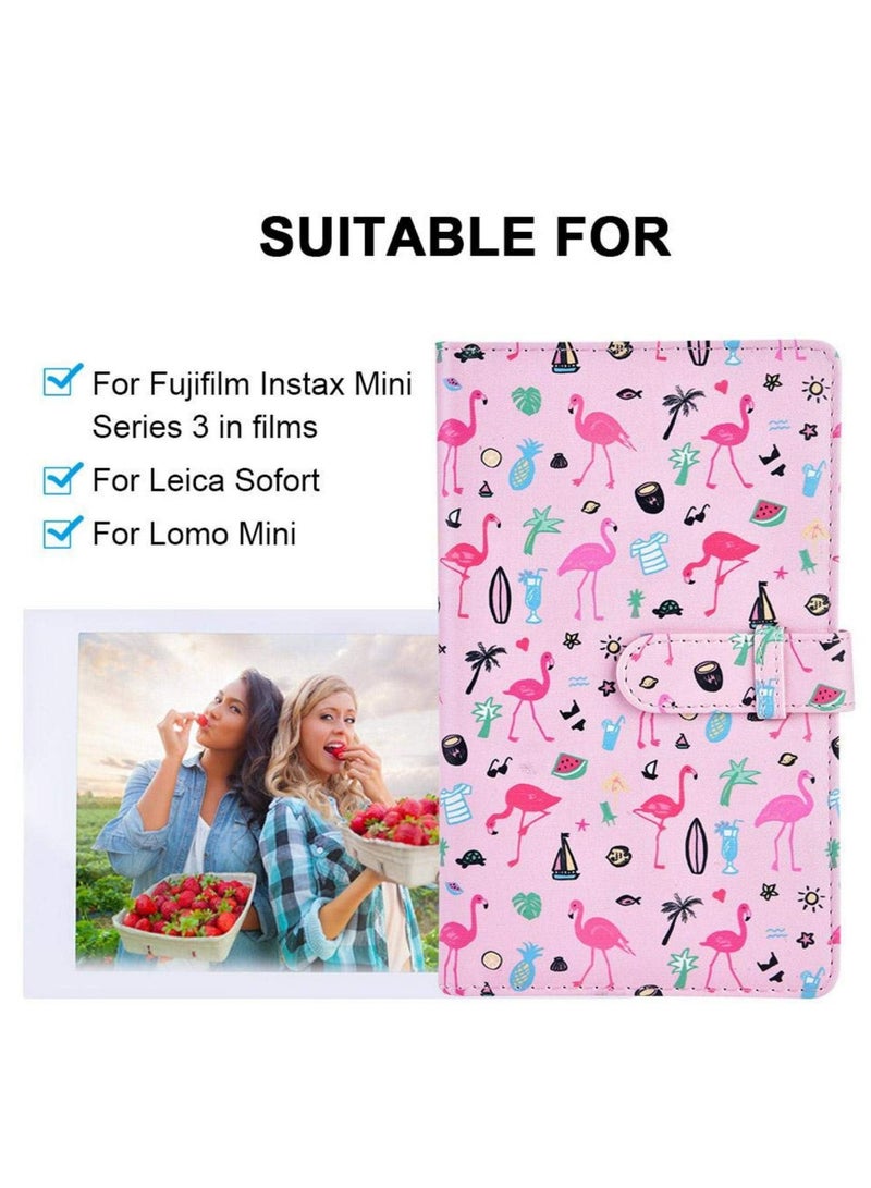 CMGTYYD Mini Photo Album, 96 Pockets PU Leather Flamingo Pattern Photo Album, Mini Photo Book for Fujifilm Instax Mini 9 8 7s 70 25 50s 90 Films Photo Camera Paper for Credit Card - Image 3