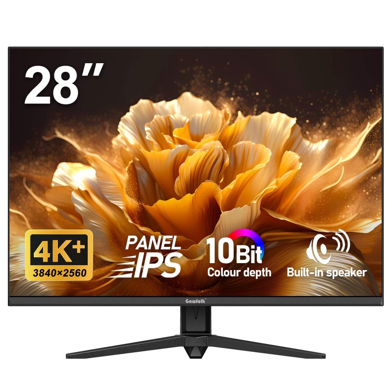 Gawfolk شاشة Gawfolk 28 بوصة 4K IPS 60Hz، UHD (3840x2560p) مع مكبرات صوت مدمجة، شاشة كمبيوتر بدقة Ultra HD للمنزل والمكتب، تدعم HDMI و DP، 3:2، 10 بت، 1.07 مليار لون - Image 1