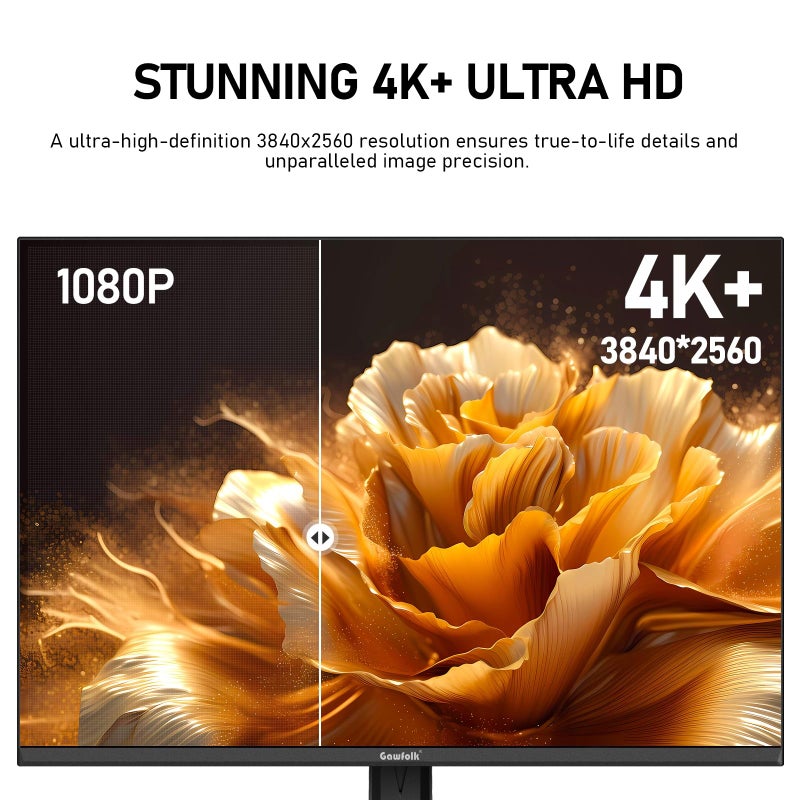 Gawfolk شاشة Gawfolk 28 بوصة 4K IPS 60Hz، UHD (3840x2560p) مع مكبرات صوت مدمجة، شاشة كمبيوتر بدقة Ultra HD للمنزل والمكتب، تدعم HDMI و DP، 3:2، 10 بت، 1.07 مليار لون - Image 3