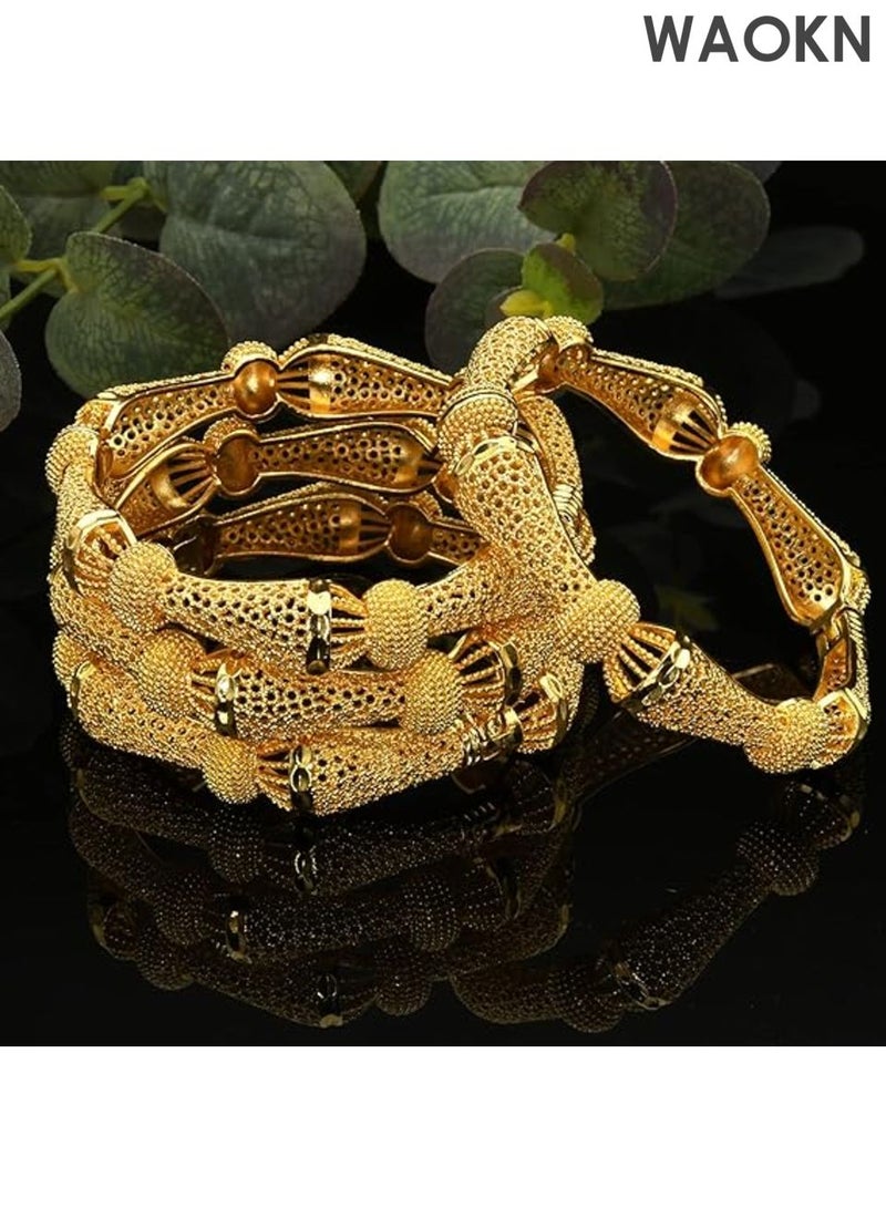 WAOKN Luxury Ethiopian Wedding Bangles for Women - Traditional Geometric Design | Handcrafted Bridal Jewelry with Cultural Heritage | Exquisite Gift for Wedding Ceremonies - Image 5