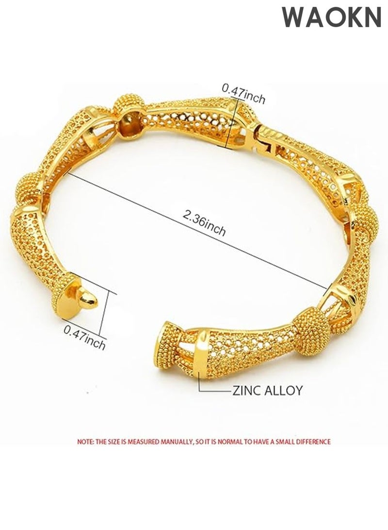 WAOKN Luxury Ethiopian Wedding Bangles for Women - Traditional Geometric Design | Handcrafted Bridal Jewelry with Cultural Heritage | Exquisite Gift for Wedding Ceremonies - Image 4