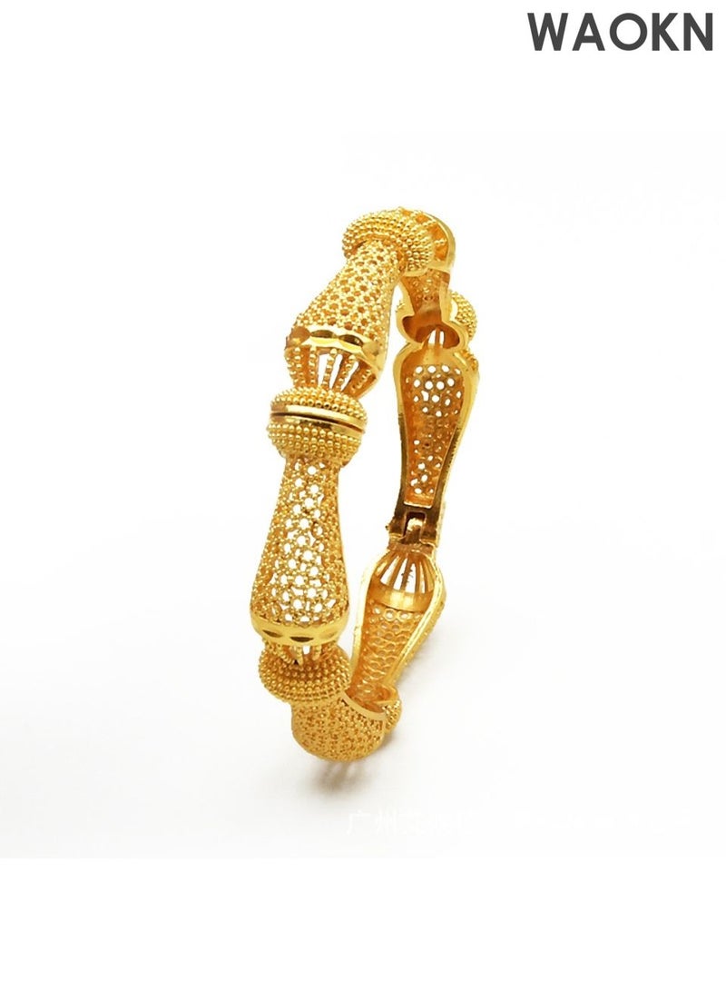 WAOKN Luxury Ethiopian Wedding Bangles for Women - Traditional Geometric Design | Handcrafted Bridal Jewelry with Cultural Heritage | Exquisite Gift for Wedding Ceremonies - Image 1