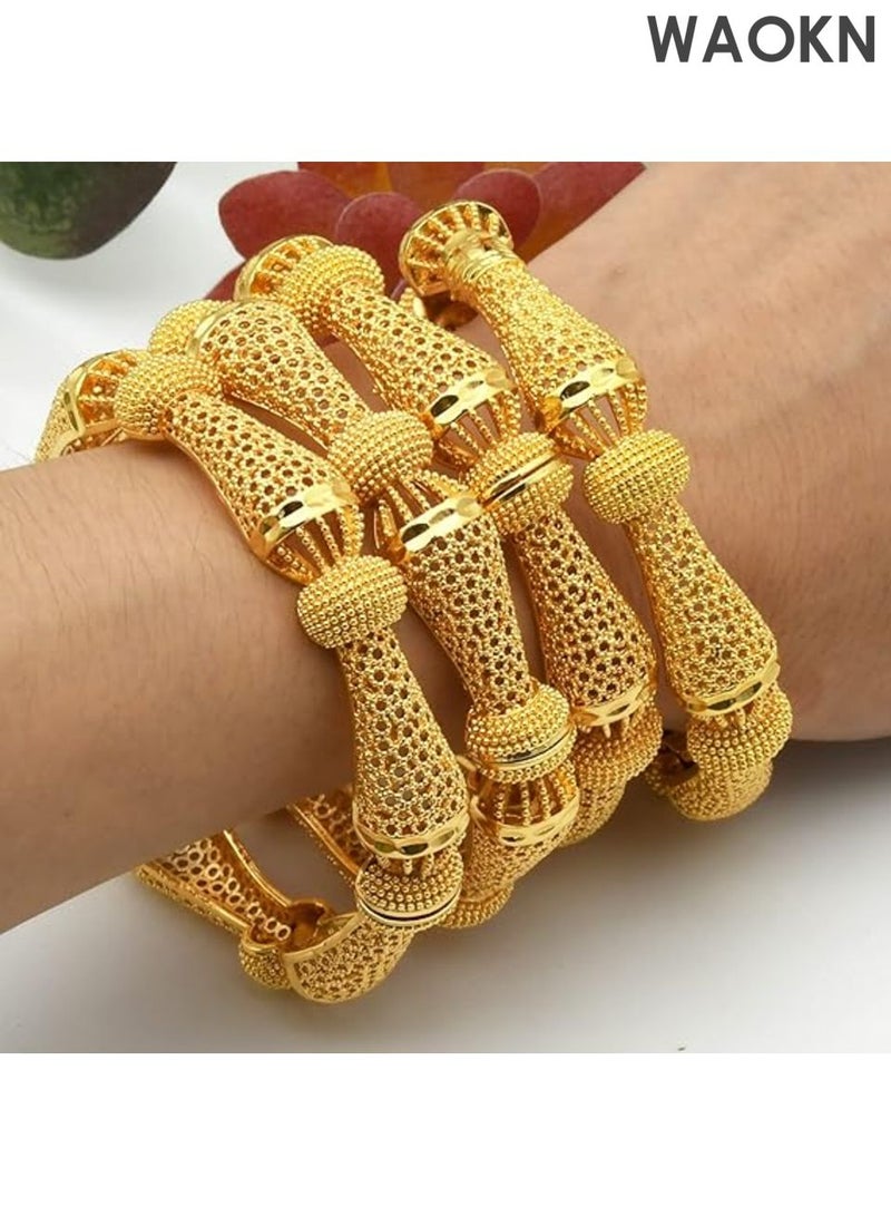 WAOKN Luxury Ethiopian Wedding Bangles for Women - Traditional Geometric Design | Handcrafted Bridal Jewelry with Cultural Heritage | Exquisite Gift for Wedding Ceremonies - Image 3