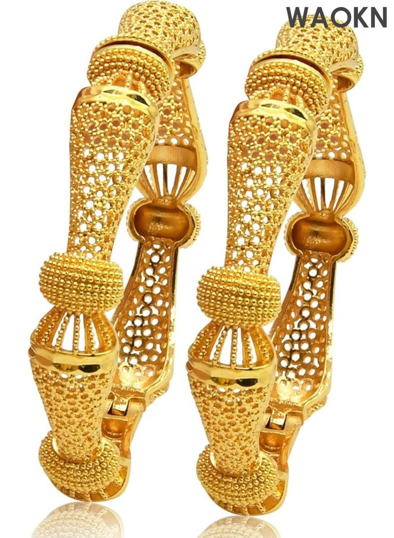 WAOKN Luxury Ethiopian Wedding Bangles for Women - Traditional Geometric Design | Handcrafted Bridal Jewelry with Cultural Heritage | Exquisite Gift for Wedding Ceremonies - Image 2