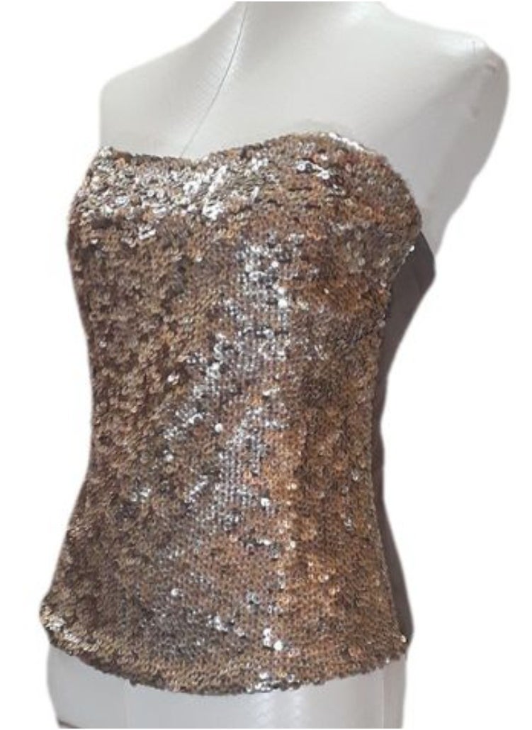 Generic - Women bustier sequin oxide bronze top blouse for party - Image 1