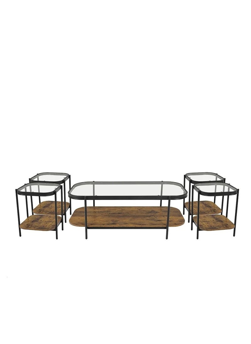 Qasr Albayan - 5-piece service table set of glass, wood and metal - Image 1