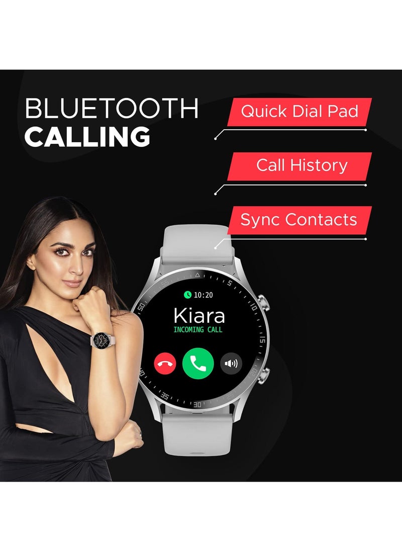 Fire-Boltt - Smartwatch Brand Talk 2 Bluetooth Calling Smartwatch with Dual Button, Hands On Voice Assistance, 120 Sports Modes, in Built Mic & Speaker with IP68 Rating (Silver Grey) - Image 1