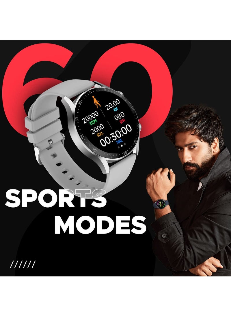 Fire-Boltt - Smartwatch Brand Talk 2 Bluetooth Calling Smartwatch with Dual Button, Hands On Voice Assistance, 120 Sports Modes, in Built Mic & Speaker with IP68 Rating (Silver Grey) - Image 1