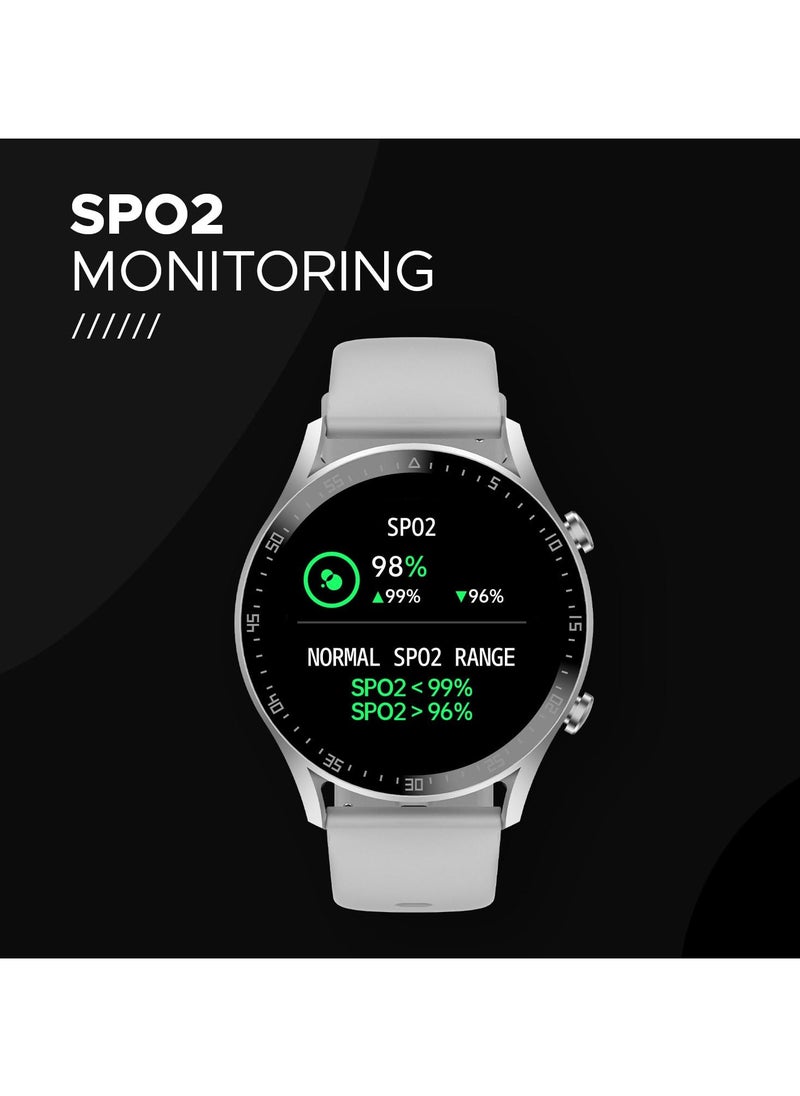 Fire-Boltt - Smartwatch Brand Talk 2 Bluetooth Calling Smartwatch with Dual Button, Hands On Voice Assistance, 120 Sports Modes, in Built Mic & Speaker with IP68 Rating (Silver Grey) - Image 1