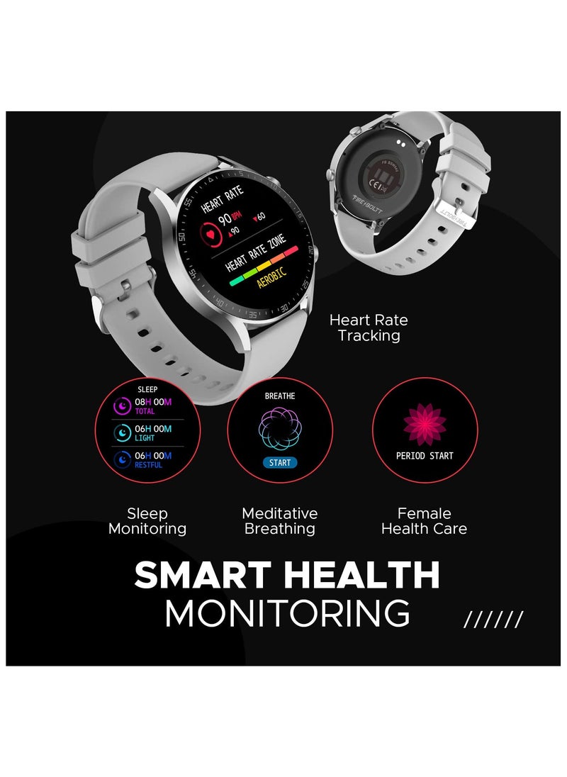 Fire-Boltt - Smartwatch Brand Talk 2 Bluetooth Calling Smartwatch with Dual Button, Hands On Voice Assistance, 120 Sports Modes, in Built Mic & Speaker with IP68 Rating (Silver Grey) - Image 1