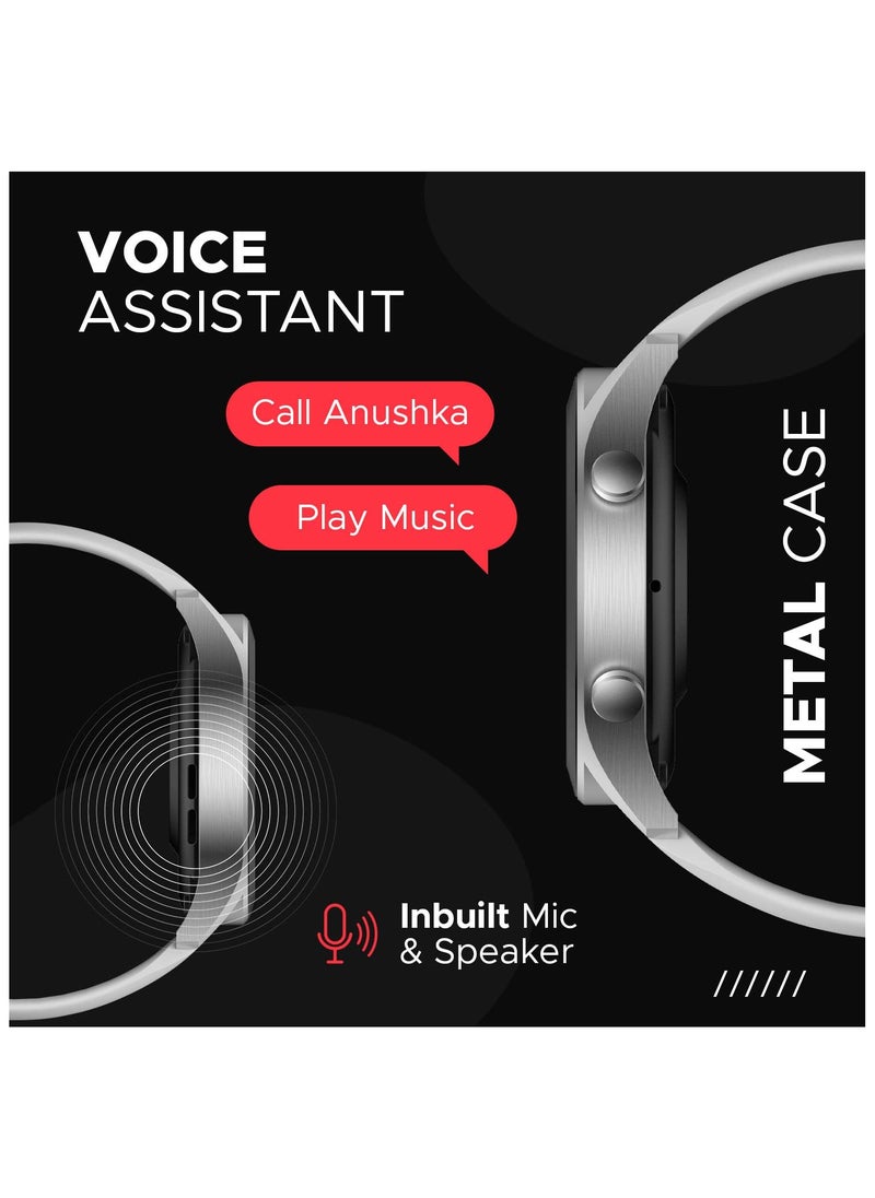 Fire-Boltt - Smartwatch Brand Talk 2 Bluetooth Calling Smartwatch with Dual Button, Hands On Voice Assistance, 120 Sports Modes, in Built Mic & Speaker with IP68 Rating (Silver Grey) - Image 1