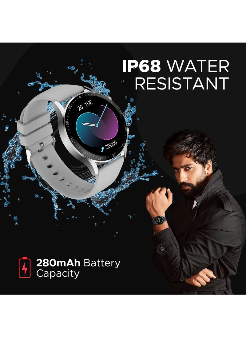 Fire-Boltt - Smartwatch Brand Talk 2 Bluetooth Calling Smartwatch with Dual Button, Hands On Voice Assistance, 120 Sports Modes, in Built Mic & Speaker with IP68 Rating (Silver Grey) - Image 1