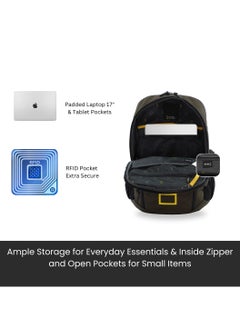 NATIONAL GEOGRAPHIC حقيبة ظهر ناشيونال جيوغرافيك بوكس كانيون RPET بوليستر كاكي - مقاومة للماء RFID خفيفة الوزن متينة مقاومة للصدمات مناسبة للعمل المدرسي، حقيبة كمبيوتر محمول مبطنة كاجوال حقيبة سفر للرجال والنساء  - Image 5