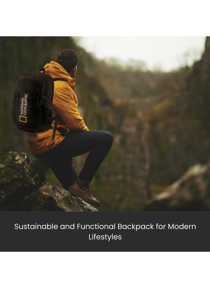 NATIONAL GEOGRAPHIC National Geographic Box Canyon RPET Polyester Backpack Khaki - RFID Water resistant Lightweight Durable Shockproof Suitable for School Work, Casual Padded Laptop Bag Travel pack for Men and Women  - Image 4