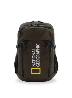 NATIONAL GEOGRAPHIC حقيبة ظهر ناشيونال جيوغرافيك بوكس كانيون RPET بوليستر كاكي - مقاومة للماء RFID خفيفة الوزن متينة مقاومة للصدمات مناسبة للعمل المدرسي، حقيبة كمبيوتر محمول مبطنة كاجوال حقيبة سفر للرجال والنساء  - Image 1