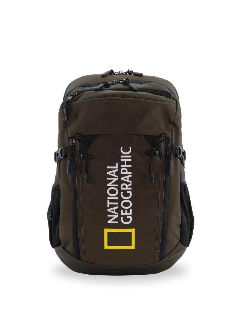 NATIONAL GEOGRAPHIC National Geographic Box Canyon RPET Polyester Backpack Khaki - RFID Water resistant Lightweight Durable Shockproof Suitable for School Work, Casual Padded Laptop Bag Travel pack for Men and Women  - Image 1