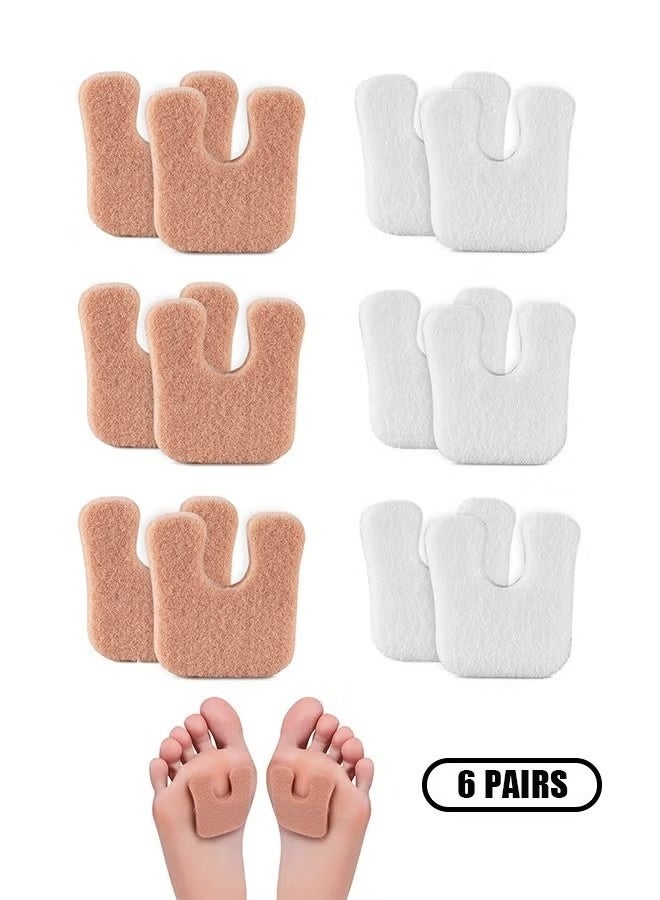 12 Pcs U Shaped Felt Callus Pads for Metatarsal, Self Adhesive Wool Felt Foam Foot Cushion Pad for Pain Relief, Keep Calluses from Rubbing on Shoes Forefoot Pads for Men and Women - Image 1