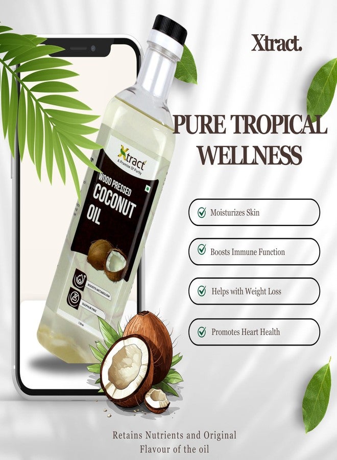Xtract Wood Pressed Coconut Oil 100 Ml | Extracted in Wooden Churner - Wood Pressed | Plastic bottle | Kacchi Ghani/Kolhu/Chekku | Coconut Cooking Oil | Coconut Oil for Baby Massage | No preservatives | No chemicals | Healthy and Pure - Image 4