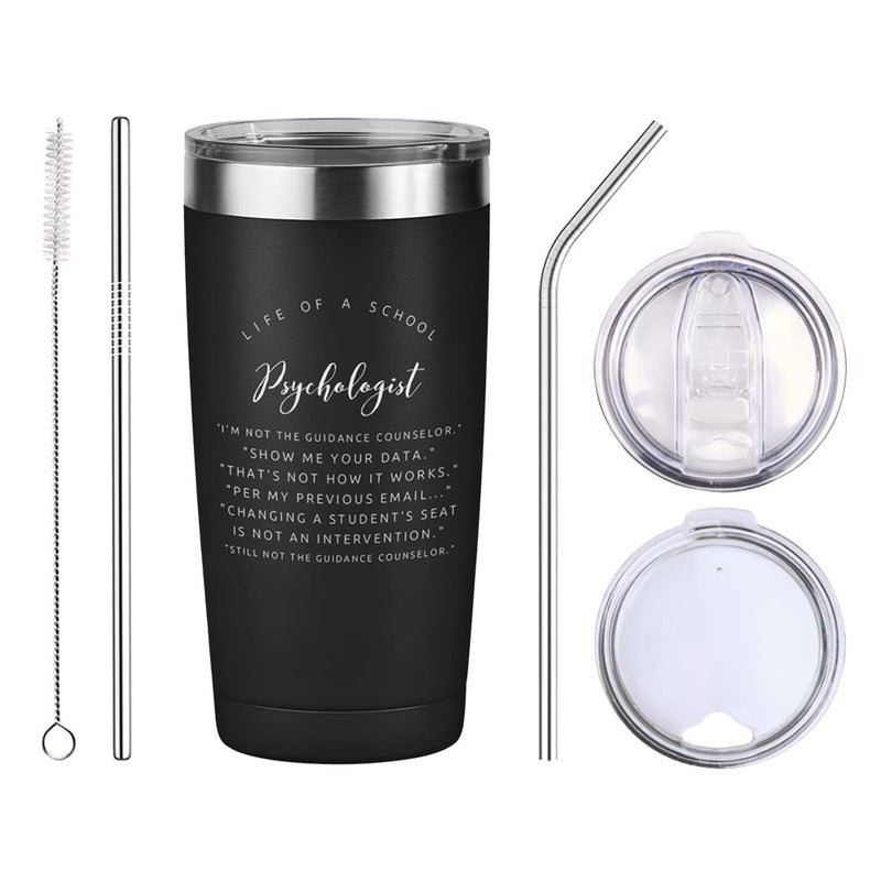 Bubble Hugs Psychology Black Tumbler 20 Oz  Funny for school Psychologist  Famous Coffee Loving Mug Graduation for Psychiatrist Teacher Therapist Female  Life of School Psychologist