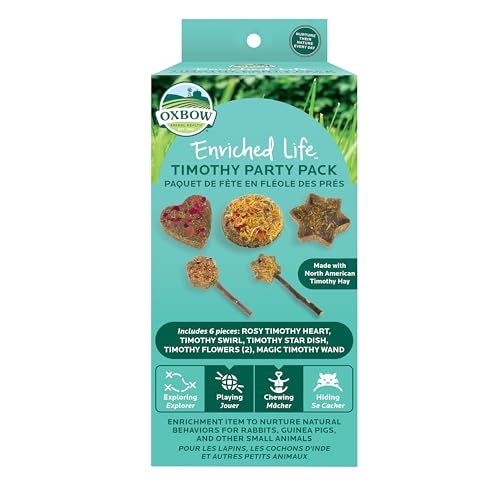 Oxbow Enriched Life Timothy Party Pack Rabbit and Guinea Pig Toys Chinchilla and Hamster Enrichment Small Pet Accessories for Cages Bunny Chew Toys Made with Timothy Hay 6 Piece Variety Set - Image 1