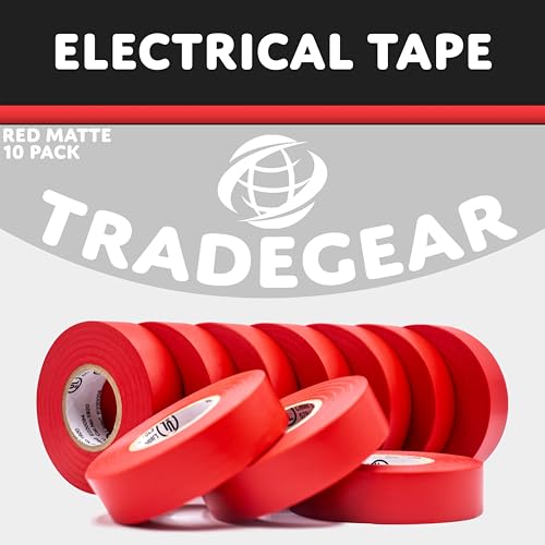 TradeGear Red 10 Pack - UL Listed Colored Electrical Tape, 60 ft x 3/4 in, 600V, Flame Retardant, Waterproof, Rubber Adhesive - Phase Marking, Wire ID, Automotive - Image 2