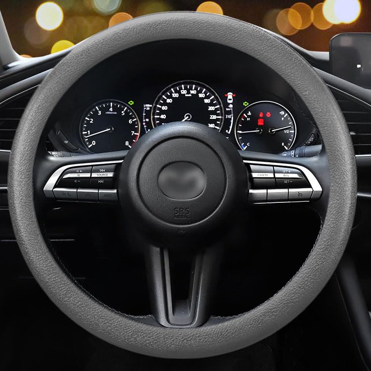 LRITER Car Steering Wheel Cover, Non-Slip Silicone Material, Multiple Color Choices, Universal Auto Parts Steering Wheel Cover, Suitable for Most Cars (Grey) - Image 1