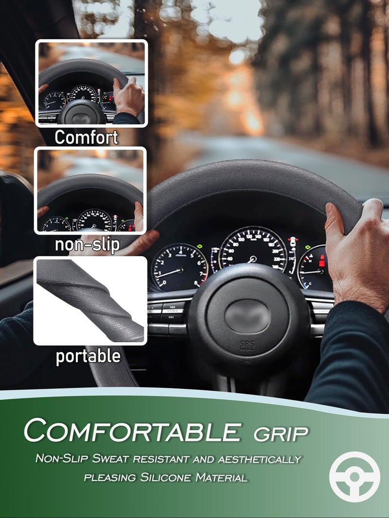 LRITER Car Steering Wheel Cover, Non-Slip Silicone Material, Multiple Color Choices, Universal Auto Parts Steering Wheel Cover, Suitable for Most Cars (Grey) - Image 2