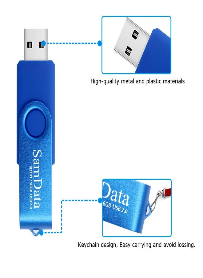 SamData 16GB USB Flash Drives 2 Pack 16GB Thumb Drives Memory Stick Jump Drive with LED Light for Storage and Backup (2 Colors: Black Blue) - Image 4