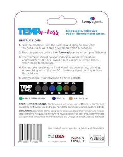TEMPN-TOSS Fast Reading Disposable Forehead Thermometer Strips - Temp-N-Toss for Accurate & Hygienic Baby Temperature Measurement - Easy to Use and Reliable Single-Use Fever Indicator (6) - Image 2