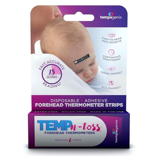 TEMPN-TOSS Fast Reading Disposable Forehead Thermometer Strips - Temp-N-Toss for Accurate & Hygienic Baby Temperature Measurement - Easy to Use and Reliable Single-Use Fever Indicator (6) - Image 1
