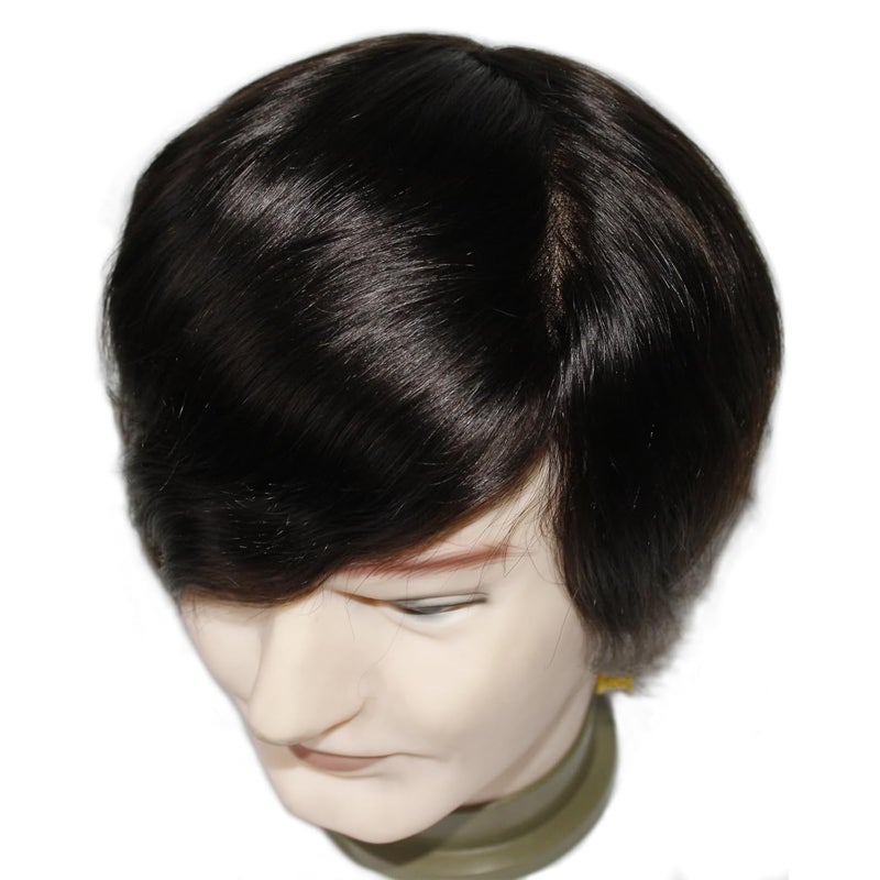 Toupee for Mens Hair pieces and Wigs Human Hair Durable Mono Lace With Npu Size 6x8 Inch 6Length Color 2