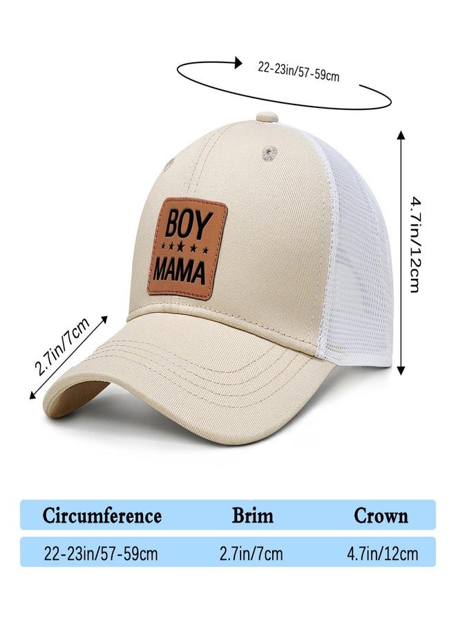 Boy Mother Mama Mom Hat for Women Leather Patch Baseball Mom Trucker Cap Gifts for Mothers Day Birthday - Image 5