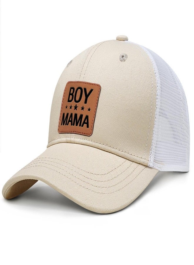 Boy Mother Mama Mom Hat for Women Leather Patch Baseball Mom Trucker Cap Gifts for Mothers Day Birthday - Image 2
