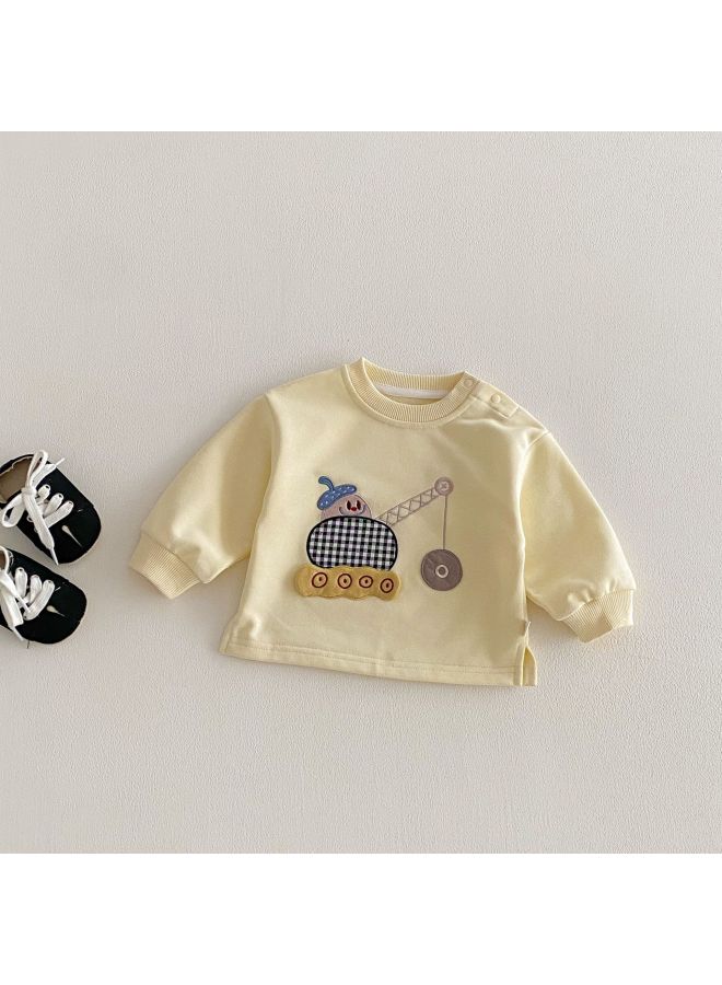 【no Returns Or Exchanges】baby Patch Hoodie 2026 New Spring Boys Fashion Cartoon Car T-shirt Trendy