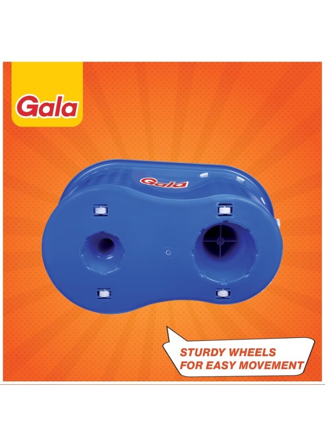 Gala Aqua Spin Mop with 4 Wheels & Big Bucket with 2 Microfiber Refills, Floor Cleaning Mop with Bucket, pocha for Floor Cleaning, Mopping Set (White and Blue) - Image 3