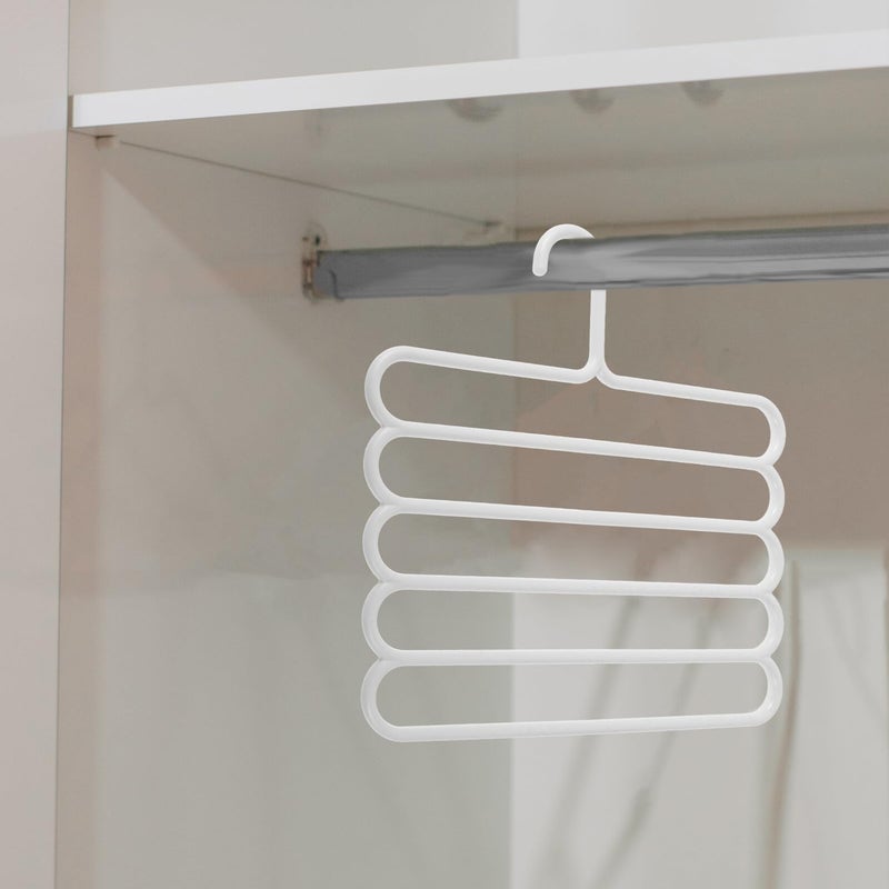 Non Slip 5 Tier Plastic Pants Hangers Multi Pack For Trousers Scarf Tie Closet Storage - Image 5
