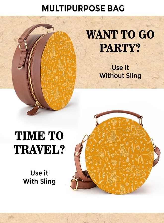 Kalankit Round Sling Bag for Women | Lightweight Vegan Leather Crossbody | Stylish Compact Purse | Yellow | Valentine Gift for Girlfriend - Image 5