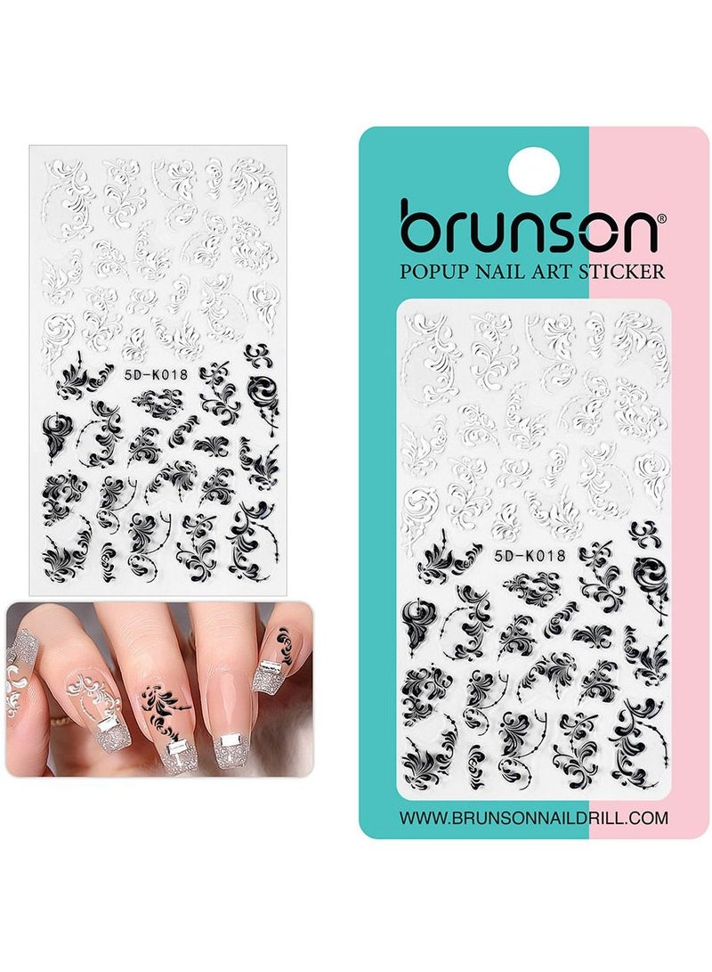 brunson Nail Art Stickers Graffiti Fun Abstract Nail Decals 5D Self Adhesive Abstract Lady Face Rose Leaf Nail Design Manicure Tips Nail Decoration for Women Girls Kids
