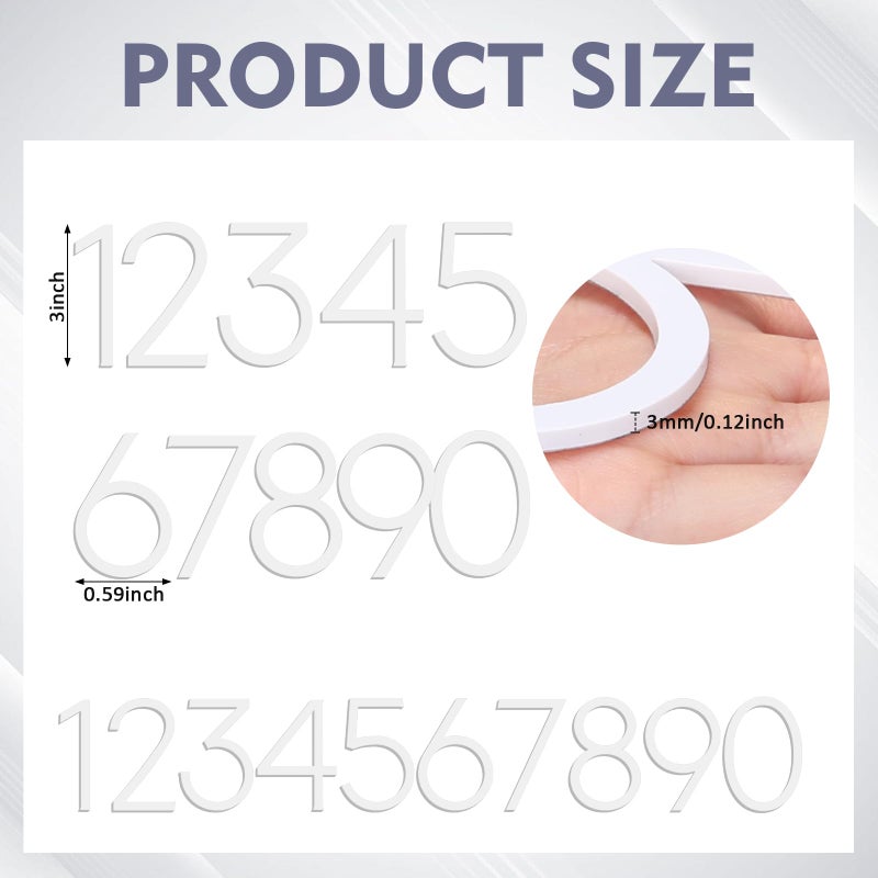 Leinuosen White 3 Inch Acrylic Mailbox Number 2 Set - Weatherproof - Mailbox Numbers for Outside - House Numbers - Sticky (Classic) - Image 2