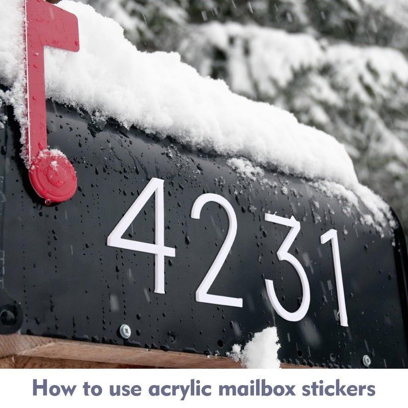Leinuosen White 3 Inch Acrylic Mailbox Number 2 Set - Weatherproof - Mailbox Numbers for Outside - House Numbers - Sticky (Classic) - Image 5